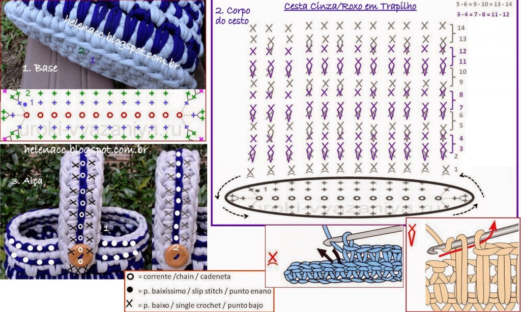 Рисунки для вязания корзинок из трикотажной пряжи крючком