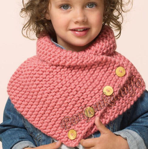 Вязанный детский шарф спицами