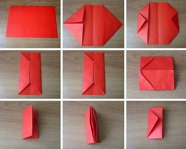 Оригами схема кошелька из бумаги