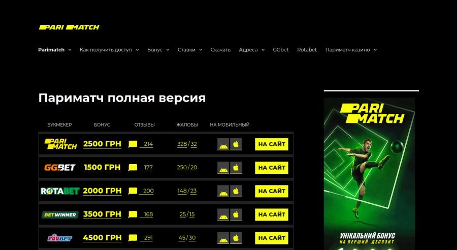 ПариМатч: обзор официального сайта конторы, линия и ставки конторы, условия конфиденциальности, техническая поддержка