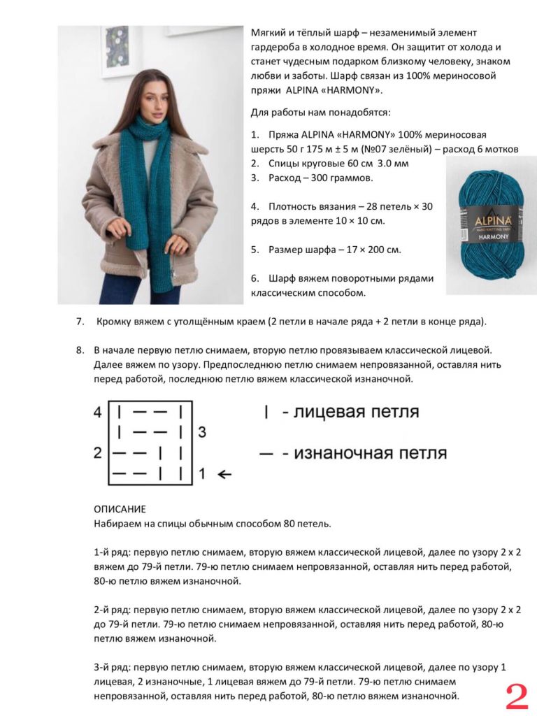 Самые популярные узоры спицами для шарфа - 75 схем и описаний