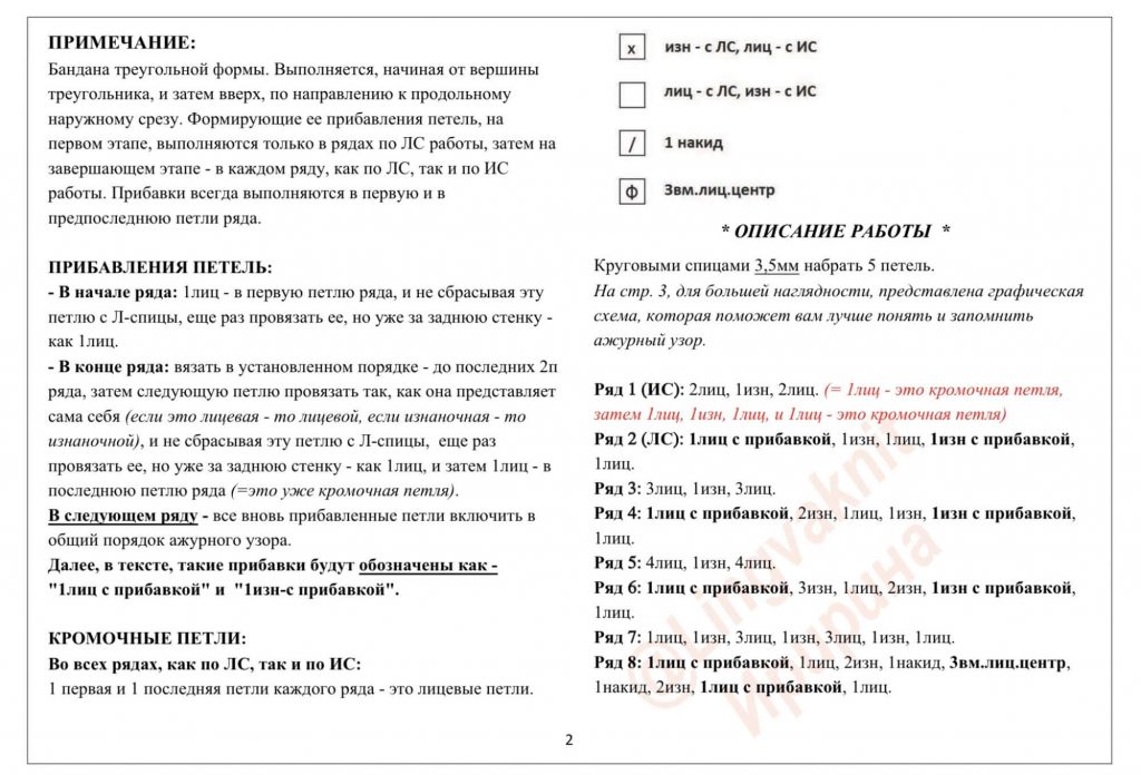 Маленький шарфик платок спицами - 20 схем и мк